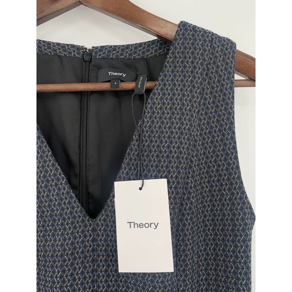 NEW THEORY EASY V SHADOW JACQUARD CAREER SHIFT DRESS SIZE 4 $385 Womens - Picture 3 of 16